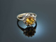 Um 1970! Schicker Vintage Ring Goldberyll Diamanten Wei&szlig; Gold 585