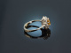 Um 1970! Schicker Vintage Ring Goldberyll Diamanten Wei&szlig; Gold 585