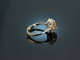 Around 1970! Chic Vintage Ring Gold Beryl Diamonds White Gold 585