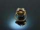 Around 1970! Chic Vintage Ring Australian Opal Diamonds Gold 585