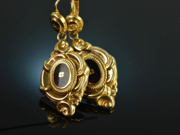 Um 1890! Sch&ouml;ne Biedermeier Ohrringe Onyx Gold 585