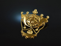 Friesland um 1900! Wundervolle historische Filigran Brosche Gold 585