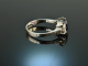 Around 1970! Beautiful Vintage Amethyst Ring Diamonds White Gold 585