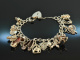 London 1963! Sch&ouml;nes Bettelarmband 17 Charms Herzschlie&szlig;e Silber 925