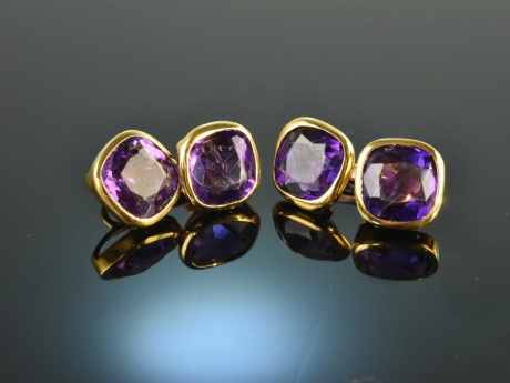 Around 1950! Beautiful classic cufflinks amethyst silver gold plated