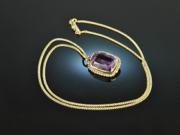 Um 1910! Zarter Saatperlen Amethyst Anh&auml;nger mit...