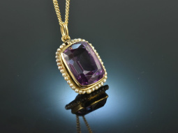 Um 1910! Zarter Saatperlen Amethyst Anh&auml;nger mit Kette Silber vergoldet