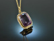 Um 1910! Zarter Saatperlen Amethyst Anh&auml;nger mit Kette Silber vergoldet