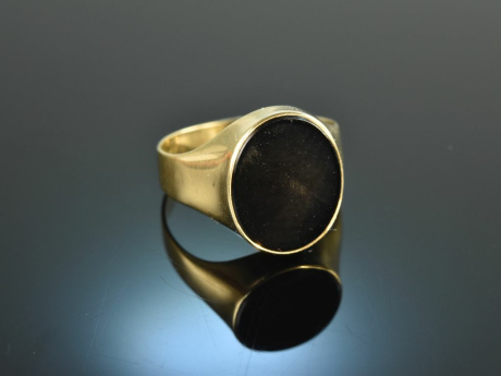 Um 1960! Klassischer Wappen Siegel Ring Onyx Gold 333