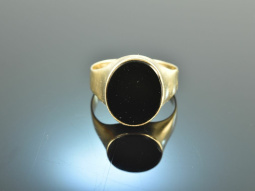 Um 1960! Klassischer Wappen Siegel Ring Onyx Gold 333