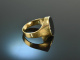 Around 1960! Classic Coat of Arms Signet Ring Onyx Gold 333
