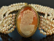 Around 1980! Especially beautiful cultured pearl necklace with cameo 5 rows silver gold plated