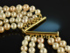 Around 1980! Especially beautiful cultured pearl necklace with cameo 5 rows silver gold plated