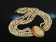 Around 1980! Especially beautiful cultured pearl necklace with cameo 5 rows silver gold plated