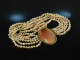 Around 1980! Especially beautiful cultured pearl necklace with cameo 5 rows silver gold plated