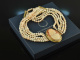 Around 1980! Especially beautiful cultured pearl necklace with cameo 5 rows silver gold plated