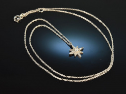 Twinkling Star! Diamant Stern Anh&auml;nger mit Kette 0,2 ct Wei&szlig; Gold 750