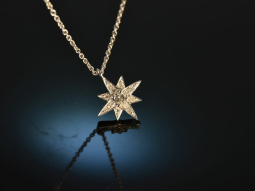 Twinkling Star! Diamant Stern Anh&auml;nger mit Kette 0,2 ct Wei&szlig; Gold 750