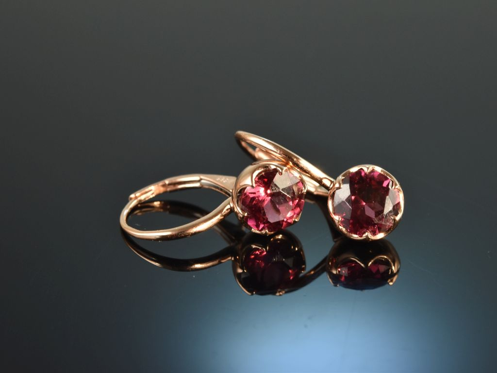 Pinkish Red! Feinste Ohrringe mit Rhodolith Rosé Gold 585, 659,00 €