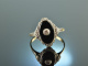 Um 1910! Art Deco Onyx Diamant Ring Gold 585 Silber