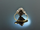 Um 1910! Art Deco Onyx Diamant Ring Gold 585 Silber