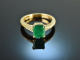 Um 1990! Feiner Smaragd Brillant Ring Gold 750