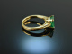 Around 1990! Fine Emerald Brilliant Ring Gold 750