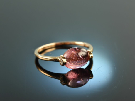 Fine Pink! Sch&ouml;ner Turmalin Ring Diamanten Ros&eacute; Gold 750