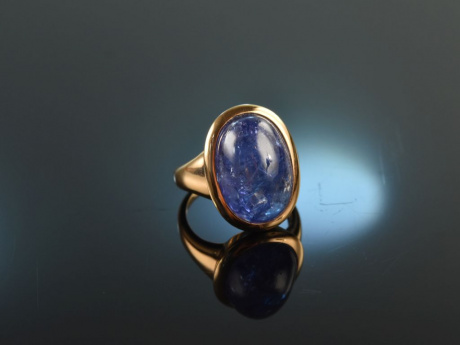 Bright Blue! Gro&szlig;er Tansanit Ring 16,5 ct Gold 750