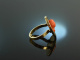 Around 1990! Goldsmith ring with historical coral cameo and enamel gold 585