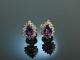 Vivid Violet! Sch&ouml;ne Amethyst Ohrstecker Brillanten Wei&szlig; Gold 750