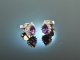 Vivid Violet! Beautiful Amethyst Stud Earrings Brilliant White Gold 750