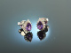 Vivid Violet! Sch&ouml;ne Amethyst Ohrstecker Brillanten Wei&szlig; Gold 750