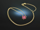 Red Blossom! Feines Rubin Bl&uuml;ten Collier mit Brillant Gold 750