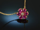 Red Blossom! Feines Rubin Bl&uuml;ten Collier mit Brillant Gold 750