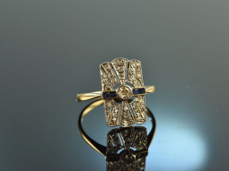 Um 1915! Art Deco Ring mit Saphiren und Diamanten Gold...
