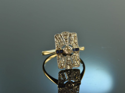 Um 1915! Art Deco Ring mit Saphiren und Diamanten Gold 750 Platin