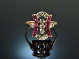 Um 1915! Sch&ouml;ner historischer Ring Rubine Diamanten...