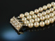 Around 1980! Very fine Akoya cultured pearls bracelet 4 rows white gold 585