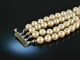 Around 1980! Very fine Akoya cultured pearls bracelet 4 rows white gold 585