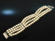 Around 1980! Very fine Akoya cultured pearls bracelet 4 rows white gold 585