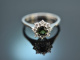 Around 1990! Fine Tourmaline Brilliant Ring White Gold 585