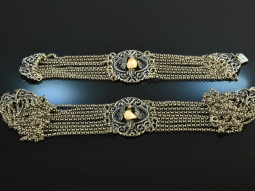 Wien um 1930! Trachten Dirndl Kropfkette und Armband 9reihig Grandln Silber