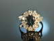 Around 1980! Large Classic Sapphire Brilliant Ring 0.7 ct White Gold 585