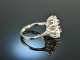 Around 1980! Large Classic Sapphire Brilliant Ring 0.7 ct White Gold 585