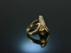 Around 1975! Very beautiful coat of arms signet ring blood jasper gold 333