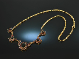 Around 1980! Beautiful classic garnet necklace gold 333