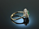 Around 1975! Fine Emerald Diamond Ring White Gold 750