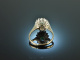 Around 1975! Fine Emerald Diamond Ring White Gold 750