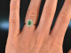 Around 1975! Fine Emerald Diamond Ring White Gold 750